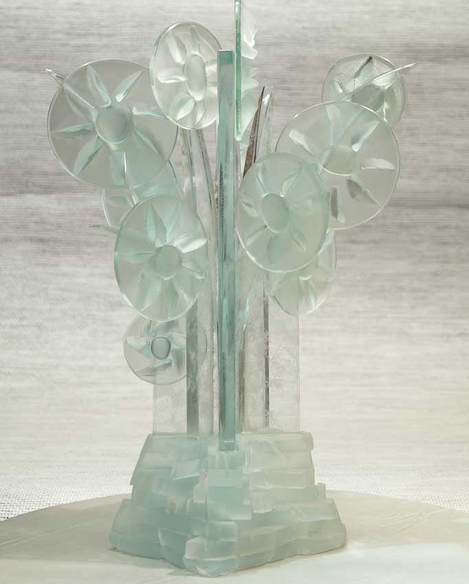 Accueil : portfolio la nature, arborescence, pièce sculptée et gravée au jet de sable pièce unique assemblage verre