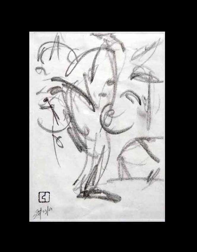 Accueil : portfolio dessin,jazz, sketching jazz ,croquis de concert 2004 ,mine de plomb sur bloc sténo