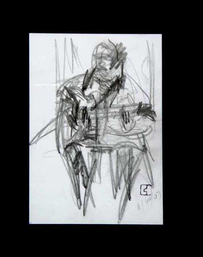 Accueil : portfolio dessin,jazz, sketching jazz ,croquis de concert Bireli Lagrène 2003 ,mine de plomb sur bloc sténo